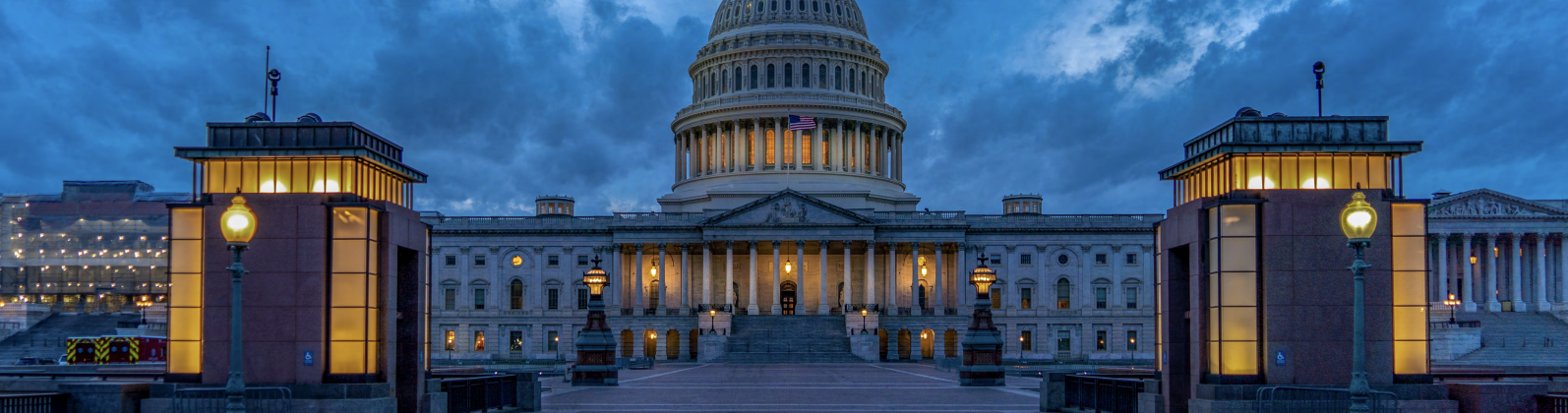 The U.S. Capitol building at sunrise.